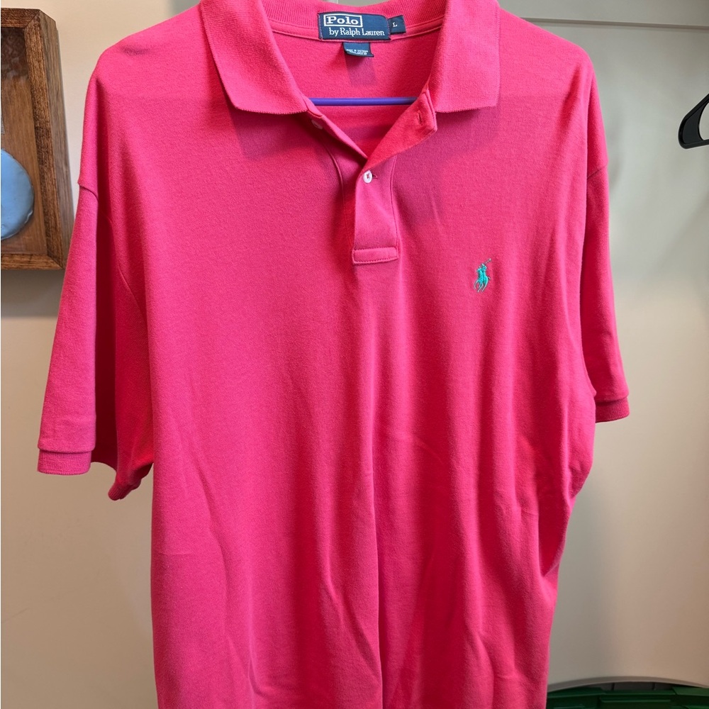 Ralph Lauren Men’s Coral Polo with Teal Pony